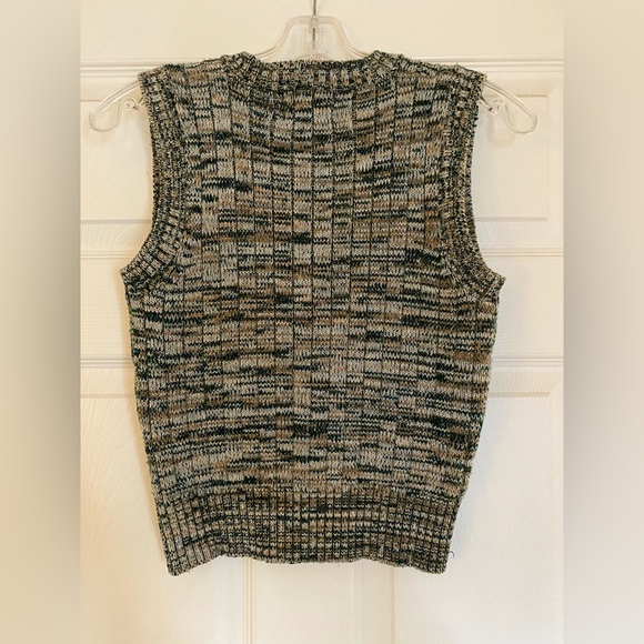 Vintage Donnkenny Marled Green Khaki Knit Sleeveless Sweater Vest Academia -Sz M - Picture 2 of 5